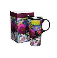 Mugs, Taza de café de cerámica con tapa taza de cerámica, flor